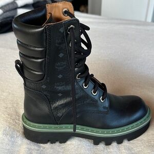 MCM authentic Black Boots with Green Sole